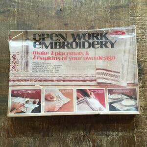 Open Work Embroidery Kit 258 Placemats & Napkins Vintage 1974 SEALED NEW
